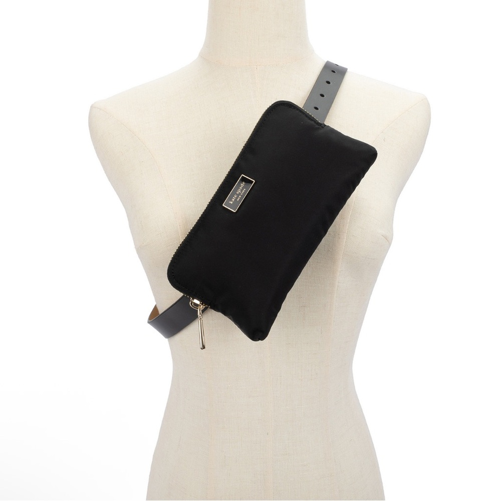 NWT Kate Spade Black Nylon Belt Bag Crossbody Waist Bag Classic - Picture 7 of 10